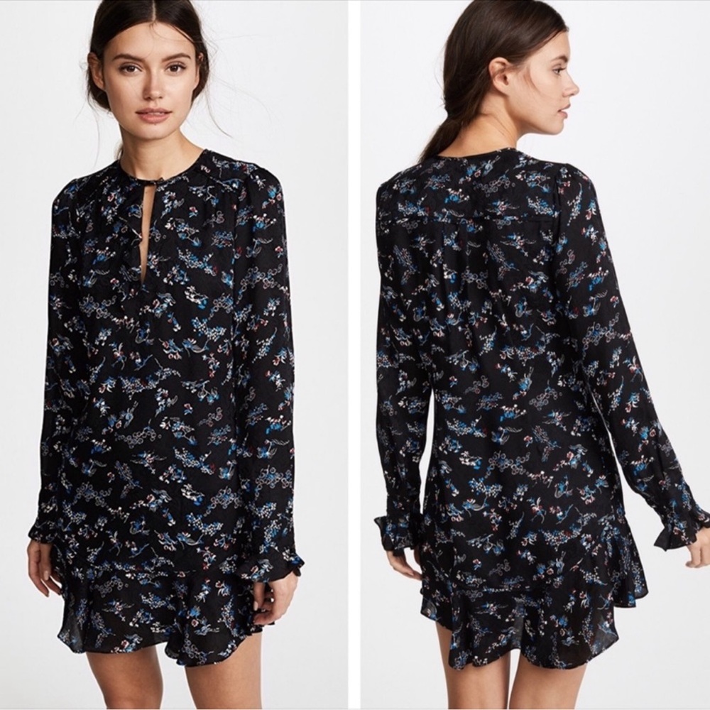 Veronica Beard Preston Long-Sleeve Floral-Print Silk Dress size 2